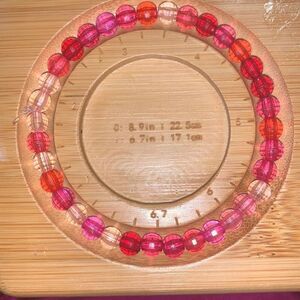 New Handmade‎ Strechy Plastic Bead Bracelet Girls Women Pink 6.2 Valentine’s Day